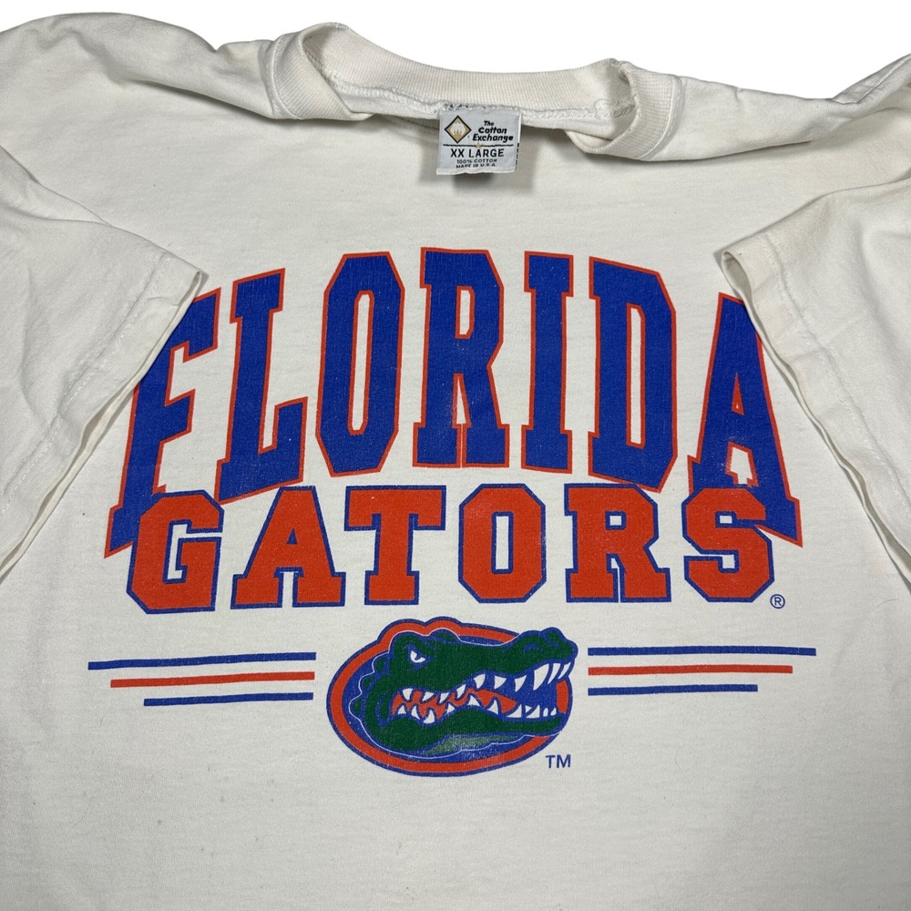 Vintage The Cotton Exchange Florida Gators T Shirt XXL White Made in USA NCAA